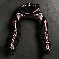 Women's Halloween Blood Stain And Skeleton Print Hoodie Two-piece Set