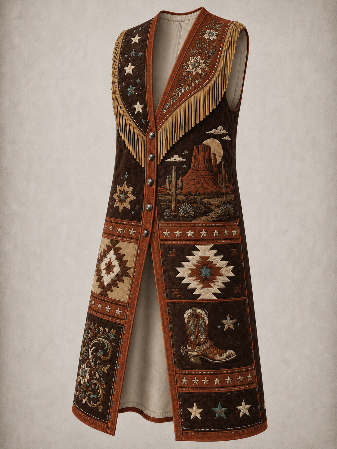 Casual Sleeveless American Style Fringe Button Shirt