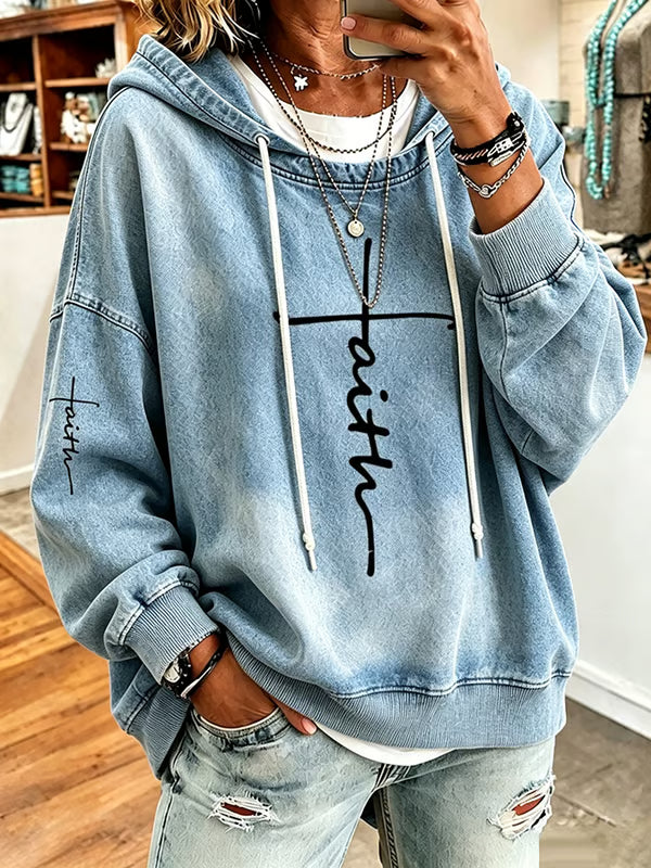 Women's Casual Long Sleeve Faith Hoodie