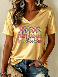 Women'S Cancer Awareness Print Short-Sleeve T-Shirt