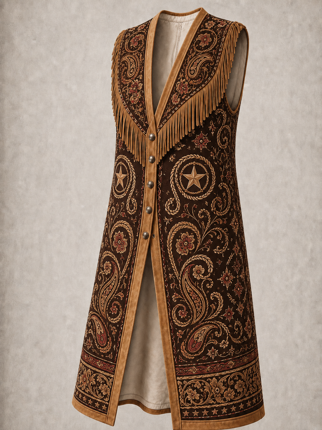 Casual Sleeveless American Style Fringe Button Shirt