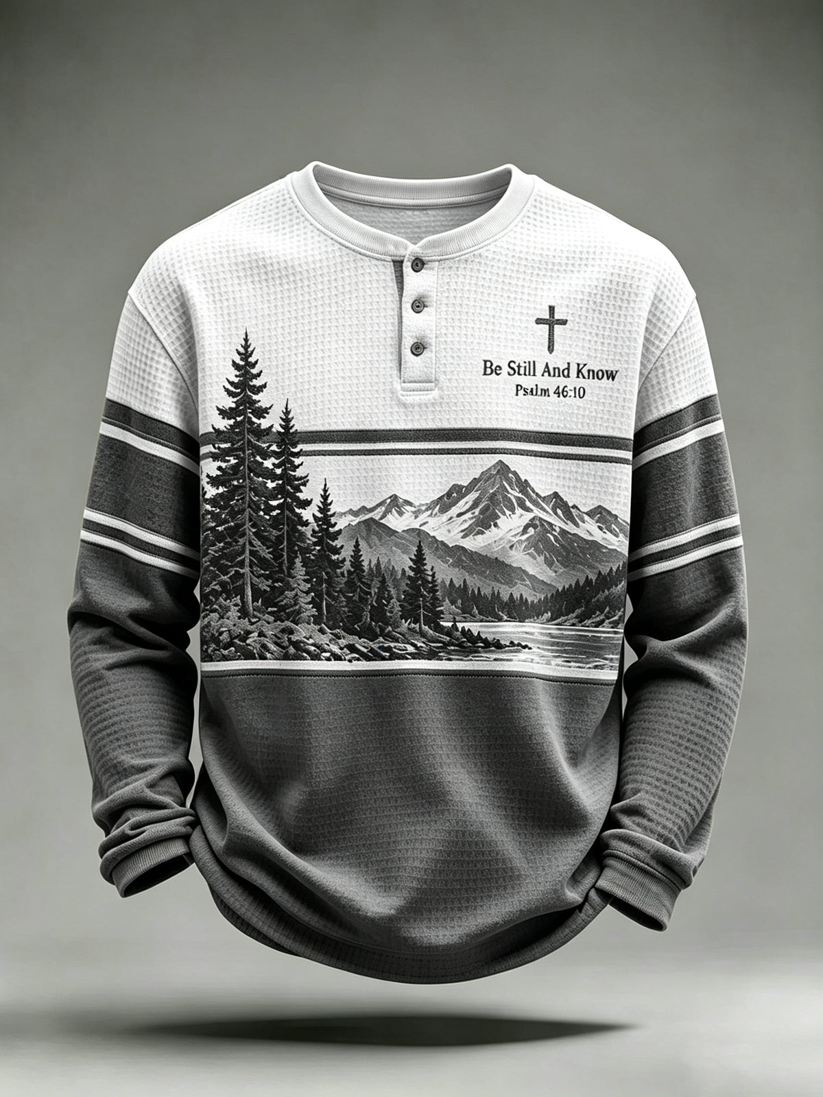 Men's Be Still And Know Psalm 46:10 Printed Waffle-Knit Top