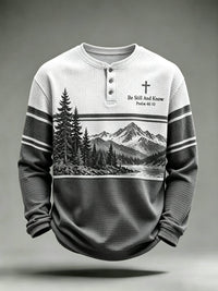 Men's Be Still And Know Psalm 46:10 Printed Waffle-Knit Top