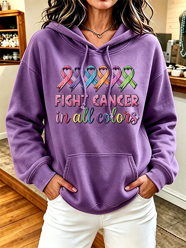 Women'S Cancer Awareness Month Casual Hooded Sweatshirt