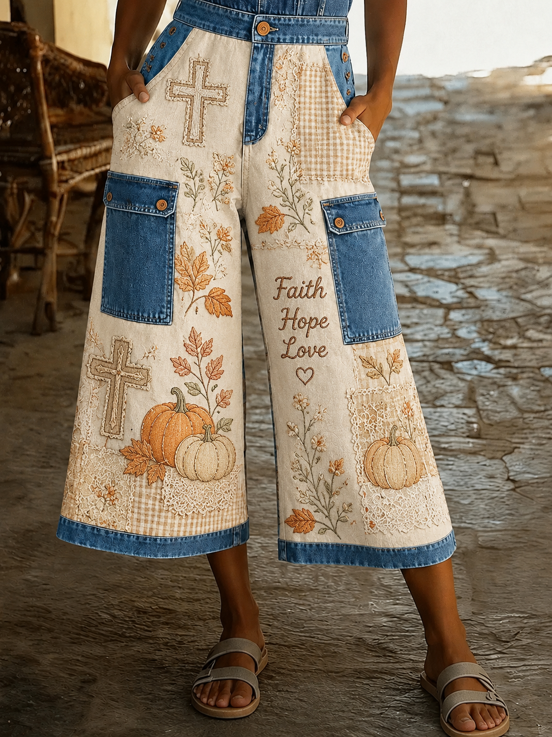 Women's Fall For Jesus Art Print Casual Pants