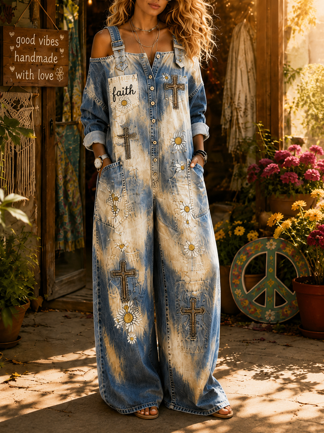 Women's Faith Art Print Off Shoulder Jumpsuit