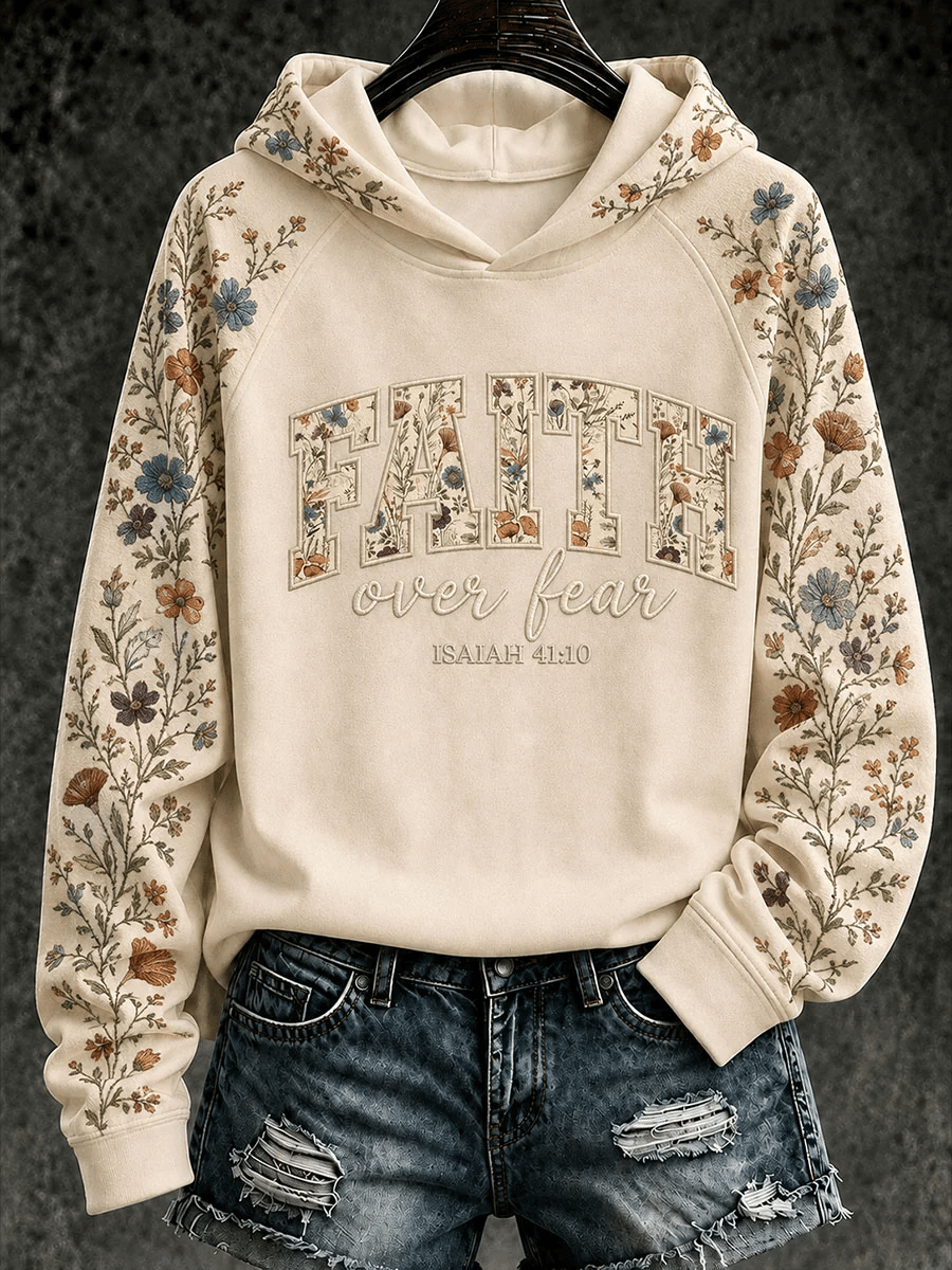 Women’s 'Faith Over Fear' Printed Casual Hoodie