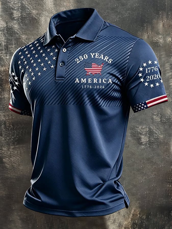 Men's Retro 250th America Anniversary Short-Sleeve Polo Shirt
