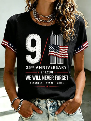 Women's  Retro  9.11 Never Forget Print T-shirt