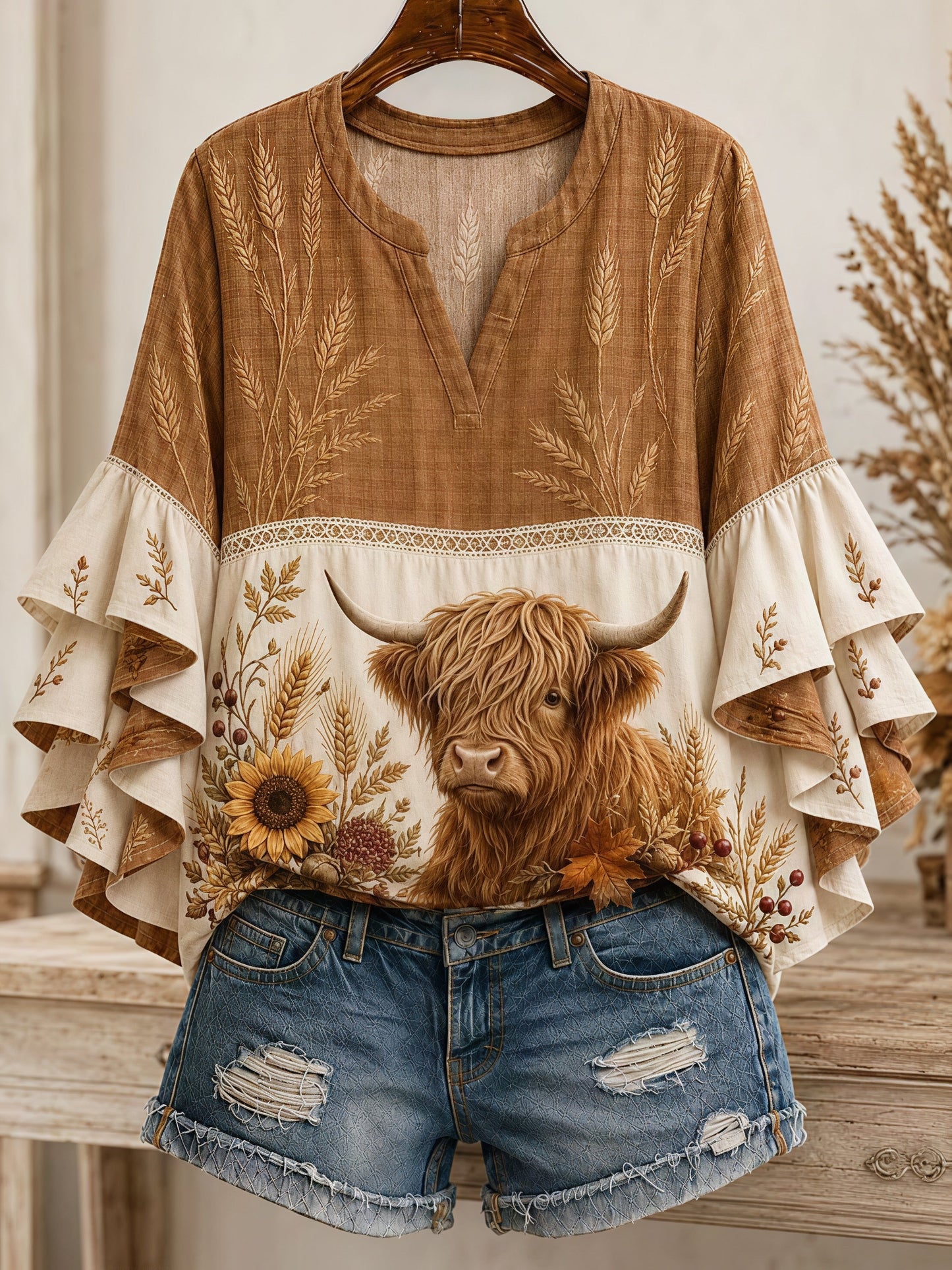 Women's Autumn Harvest Print Shirt