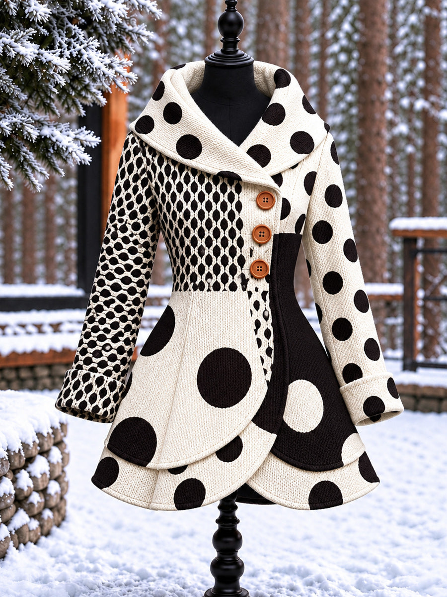 Women's Vintage Colorblock Asymmetrical Flared Coat