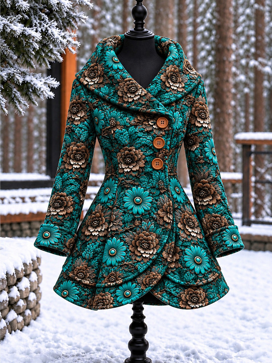 Women's Vintage Colorblock Asymmetrical Flared Coat