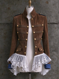 Women's Vintage Lace Double-breasted Flared Coat