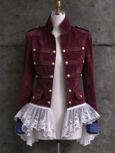 Women's Vintage Lace Double-breasted Flared Coat