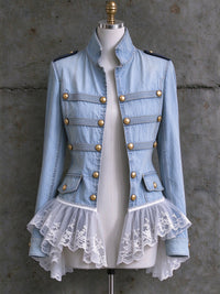 Women's Vintage Lace Double-breasted Flared Coat