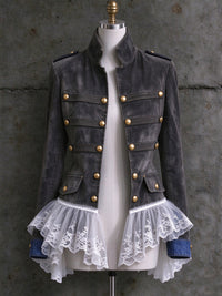 Women's Vintage Lace Double-breasted Flared Coat