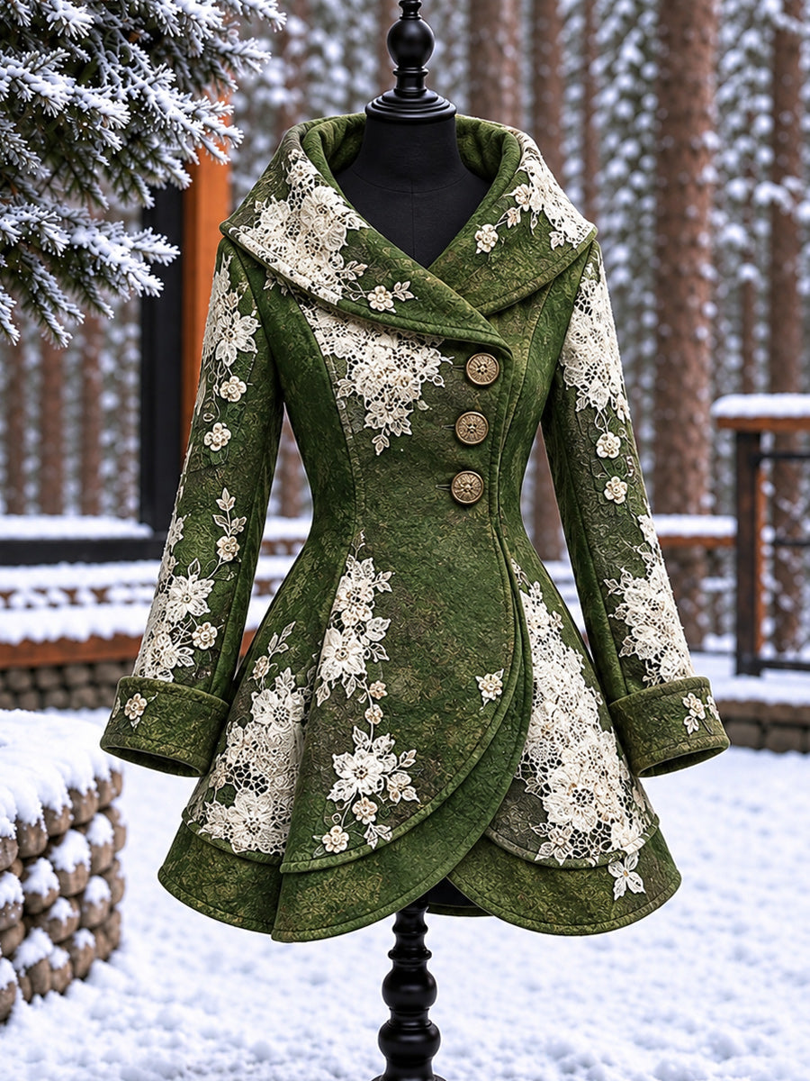 Women's Vintage Colorblock Asymmetrical Flared Coat
