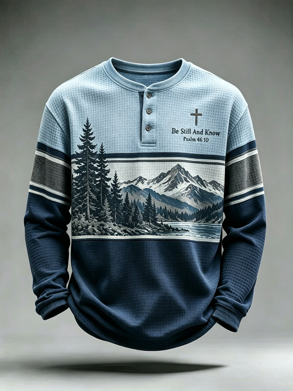 Men's Be Still And Know Psalm 46:10 Printed Waffle-Knit Top