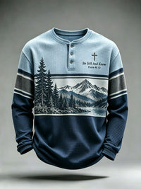 Men's Be Still And Know Psalm 46:10 Printed Waffle-Knit Top