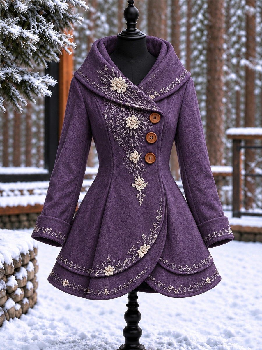 Women's Vintage Colorblock Asymmetrical Flared Coat