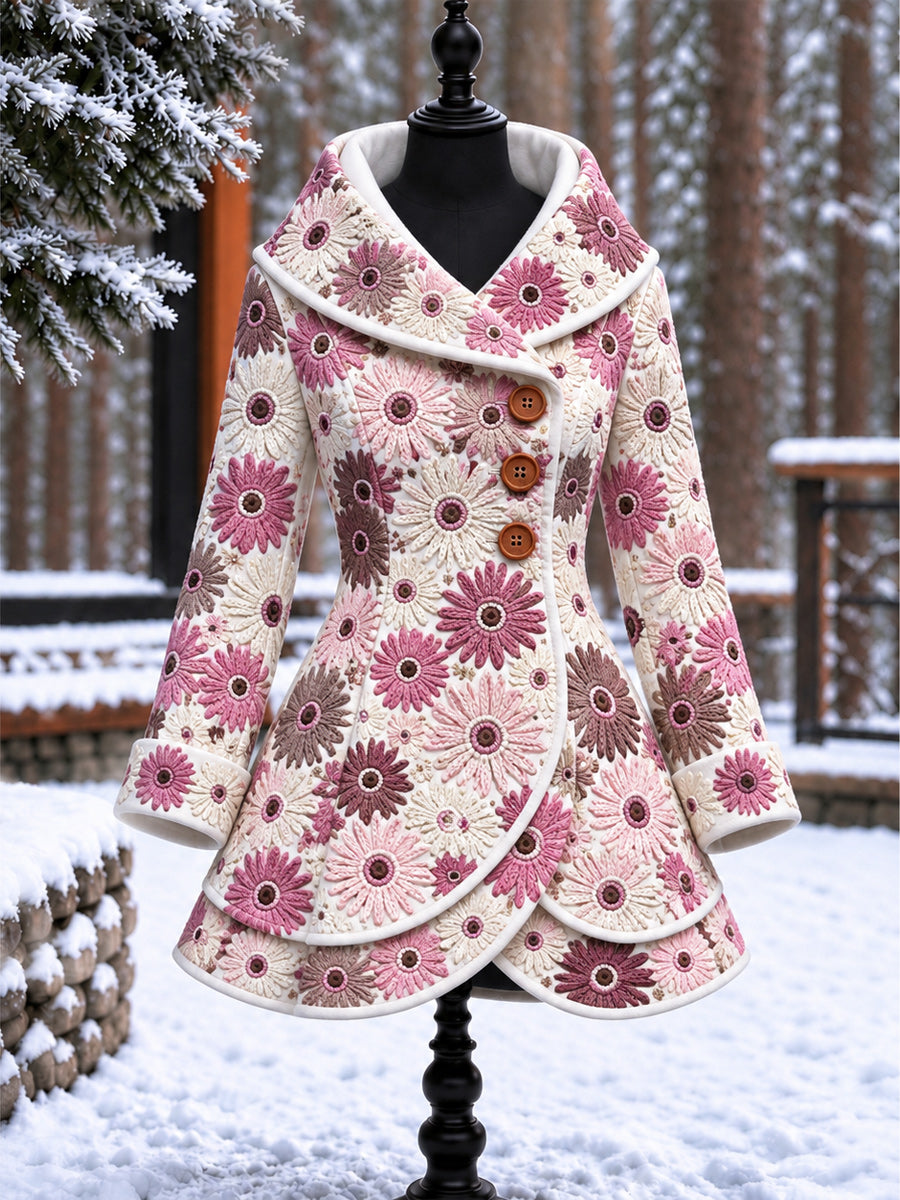Women's Vintage Colorblock Asymmetrical Flared Coat