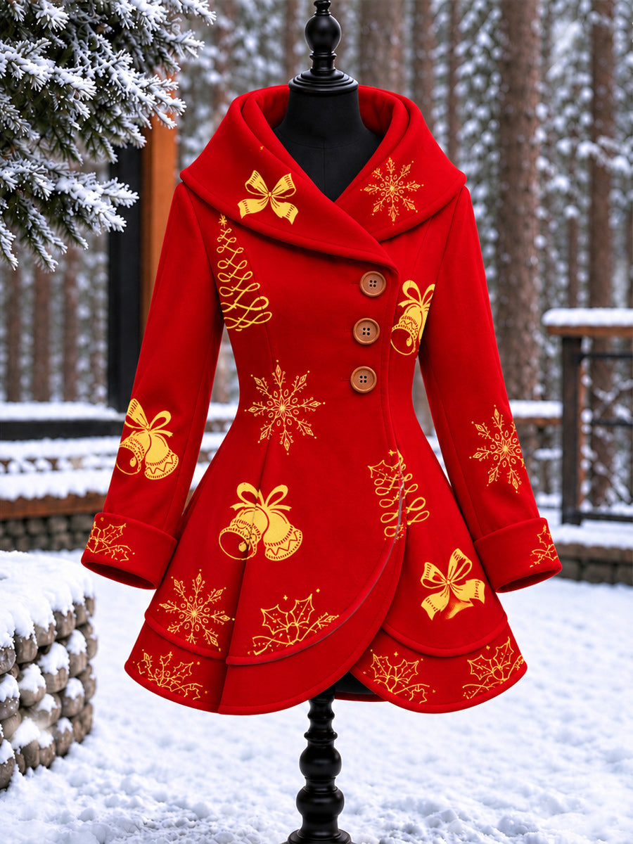 Women's Vintage Colorblock Asymmetrical Flared Coat
