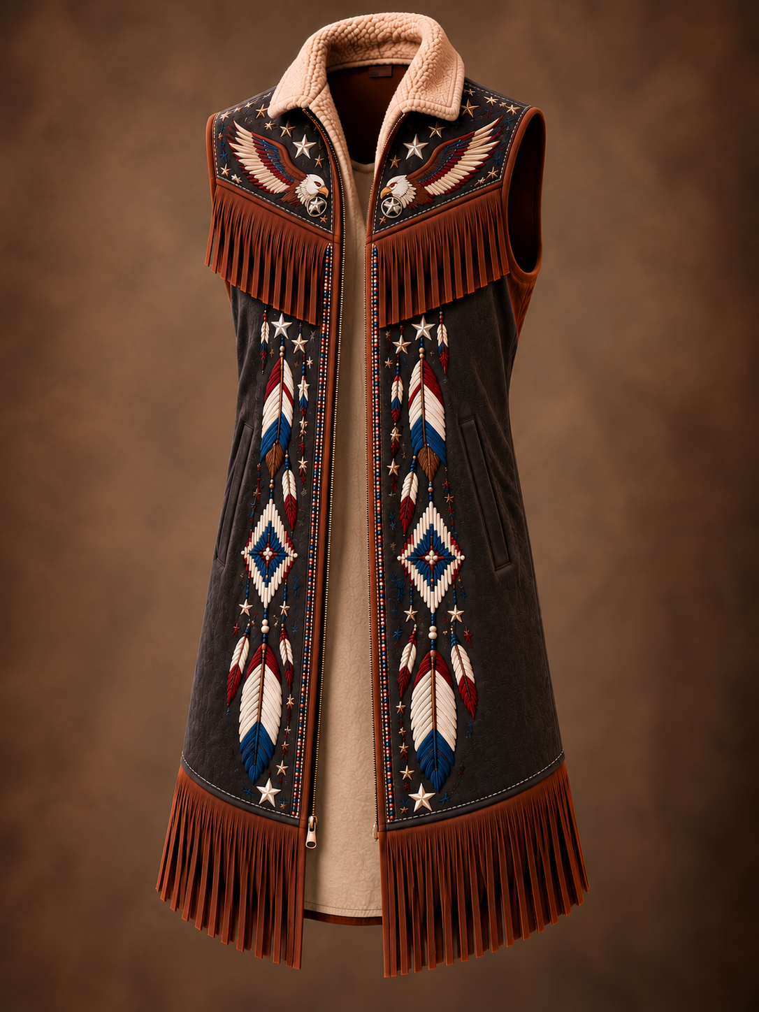 Casual Sleeveless American Style Fringe Cowboy Jacket