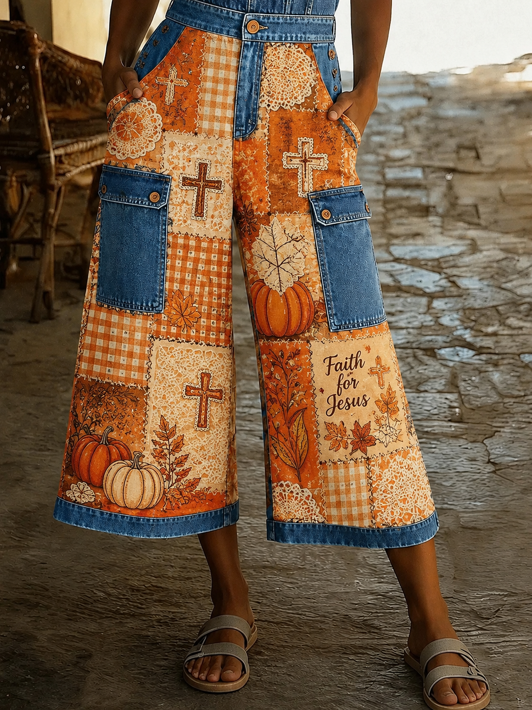 Women's Fall For Jesus Art Print Casual Pants