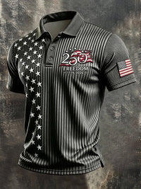 Men's Retro "Patriot" Color-Block Short-Sleeve Polo Shirt
