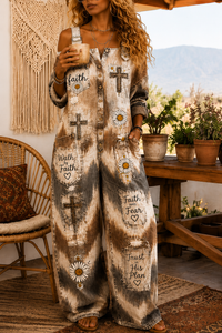 Women's Faith Art Print Off Shoulder Jumpsuit