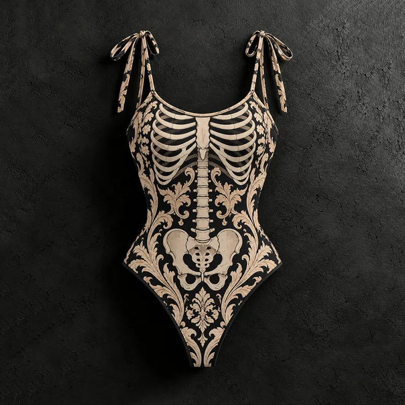 Women's Halloween Skeleton Floral Plant Print Hoodie Two-piece Set
