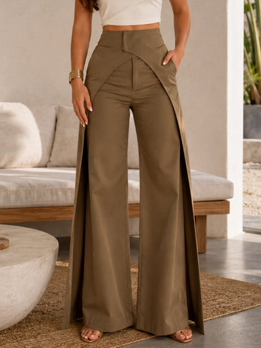 Women's New Fashion High Waist Casual Wide Leg Pants