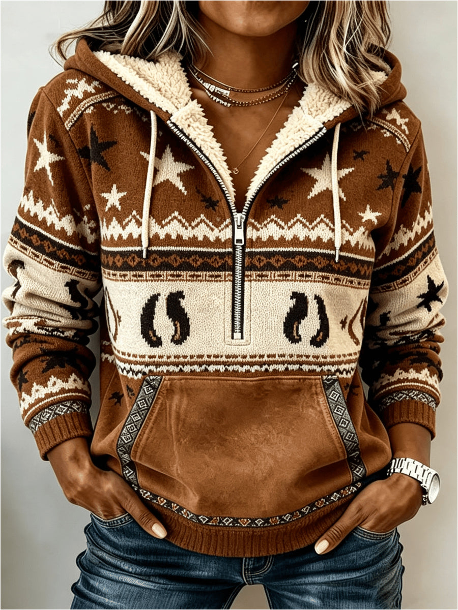 Western Style Long Sleeve Hoodie Coat