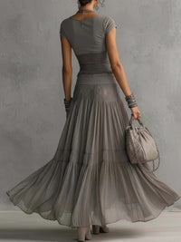 Solid Color Casual Short Sleeve Two-Piece Sets