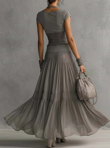 Solid Color Casual Short Sleeve Two-Piece Sets