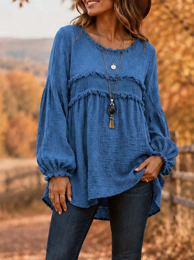 Western Style Floral Art Print Long Sleeve Shirt