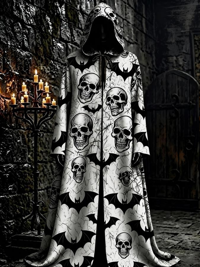 Halloween Gothic Punk Art Print Casual Long Sleeve Cape