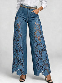 Women's Fashion Casual Lace Jeans