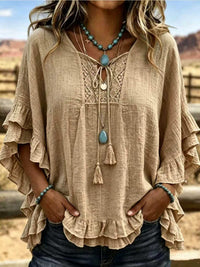 Women's Solid Color Casual Long Sleeve Blouse