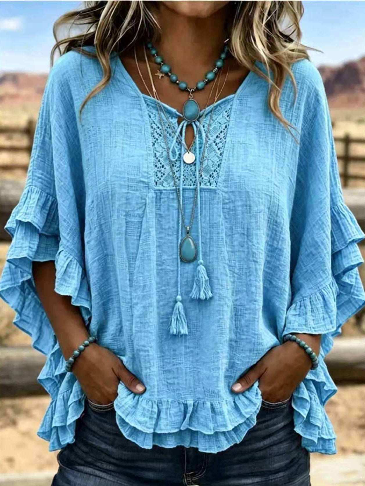 Women's Solid Color Casual Long Sleeve Blouse