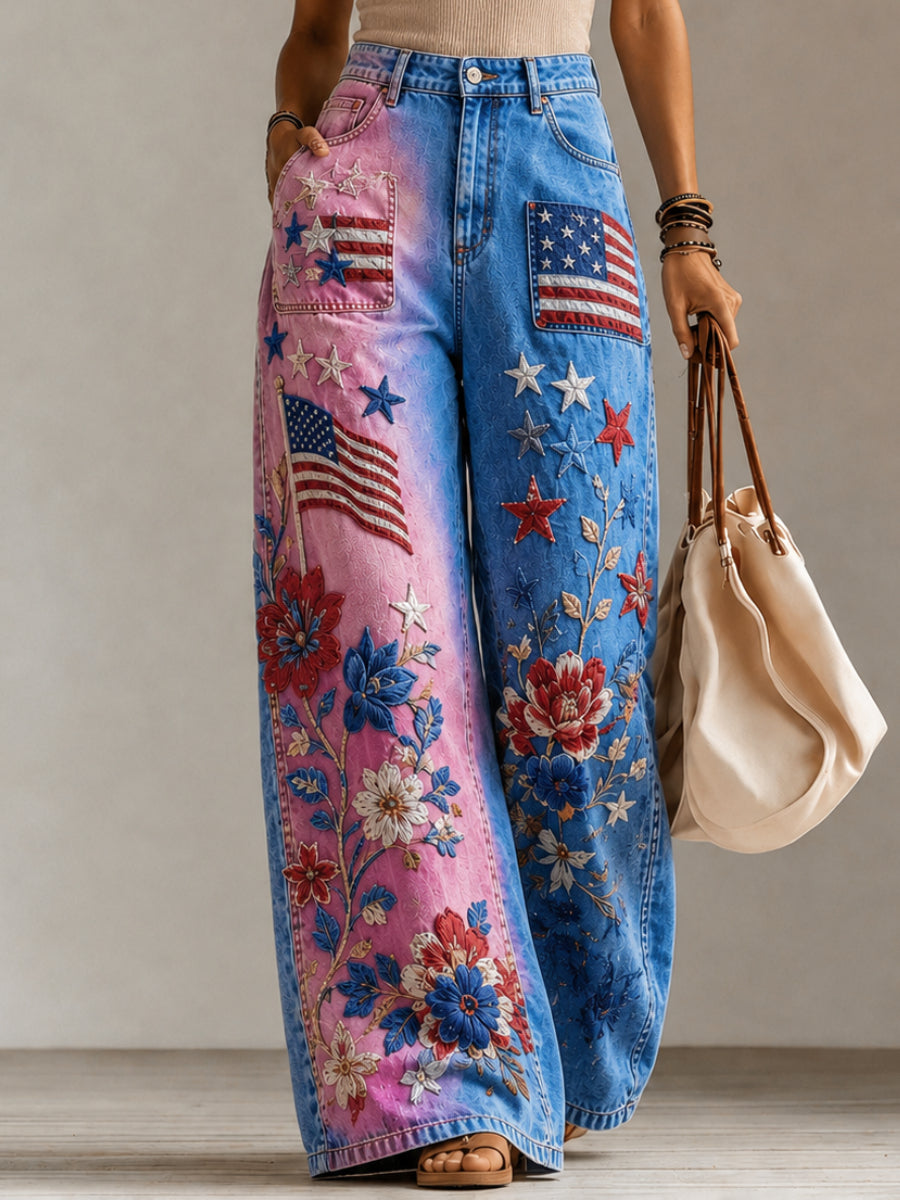 Women's Tie Dye Art Print American Style Casual Pants