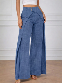 Women's New Fashion High Waist Casual Wide Leg Pants