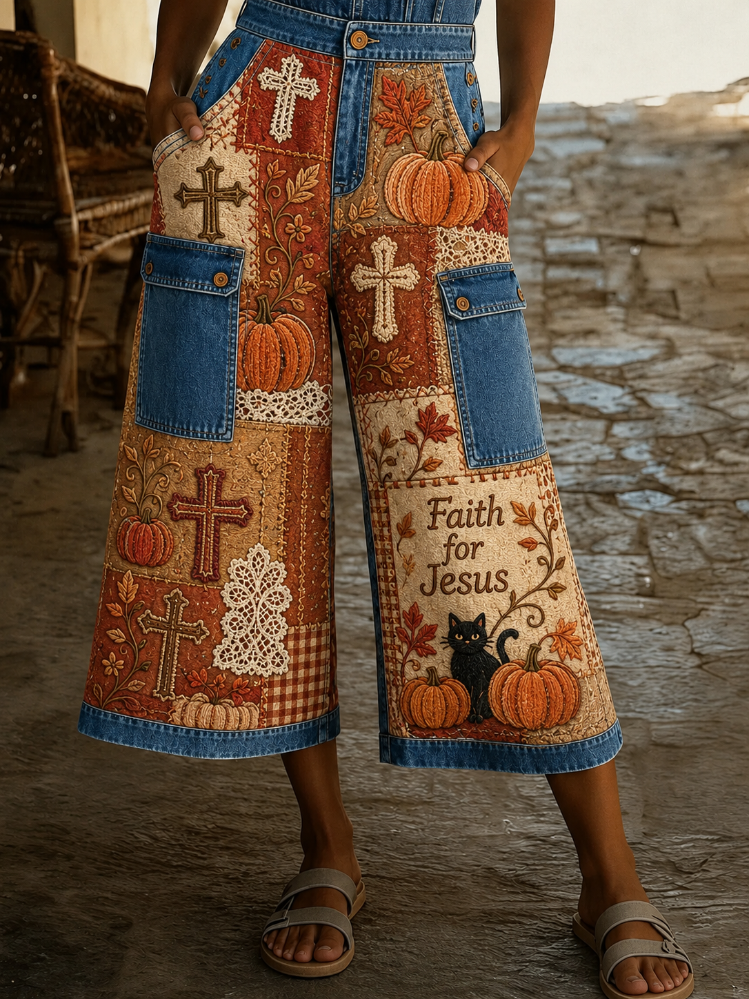 Women's Fall For Jesus Art Print Casual Pants