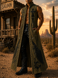 Western Style Casual Sleeveless Stand Collar Shirt