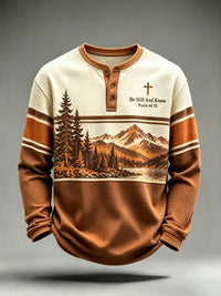 Men's Be Still And Know Psalm 46:10 Printed Waffle-Knit Top