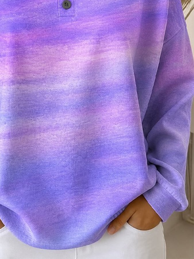 Women's Casual Crew-Neck Ombré Print Pullover Sweatshirt