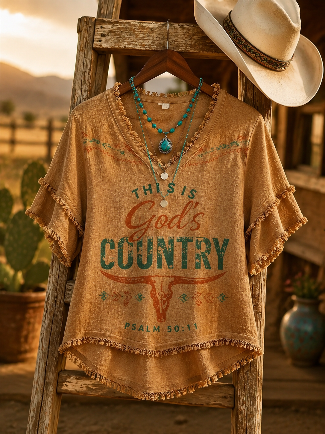 Women'S This Is God'S Country Cotton-Linen Shirt