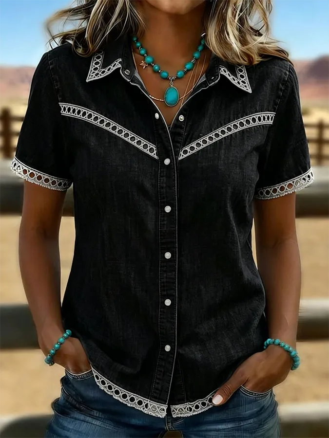 Women's Boho Style Button Shirt
