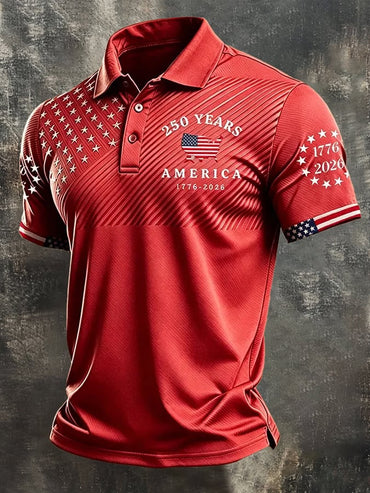 Men's Retro 250th America Anniversary Short-Sleeve Polo Shirt