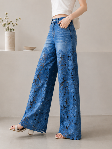 Women's Fashion Casual Lace Jeans